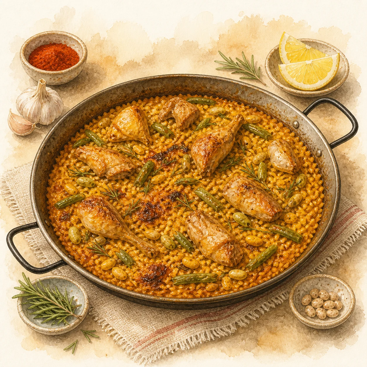 Valencian-Style Chicken and Rabbit Paella