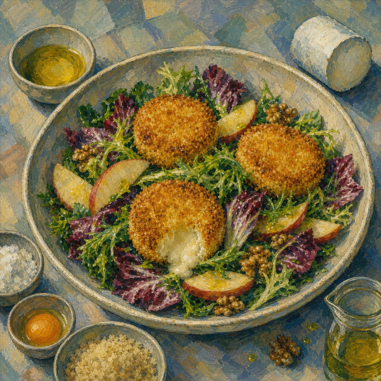 Panko-Crusted Warm Goat Cheese Salad