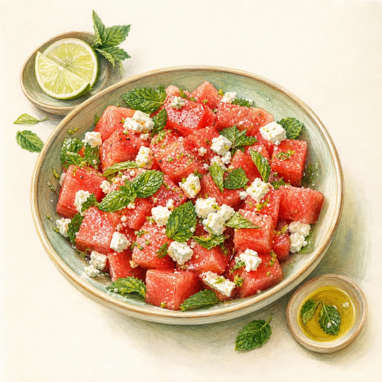 Watermelon, Feta & Mint Salad