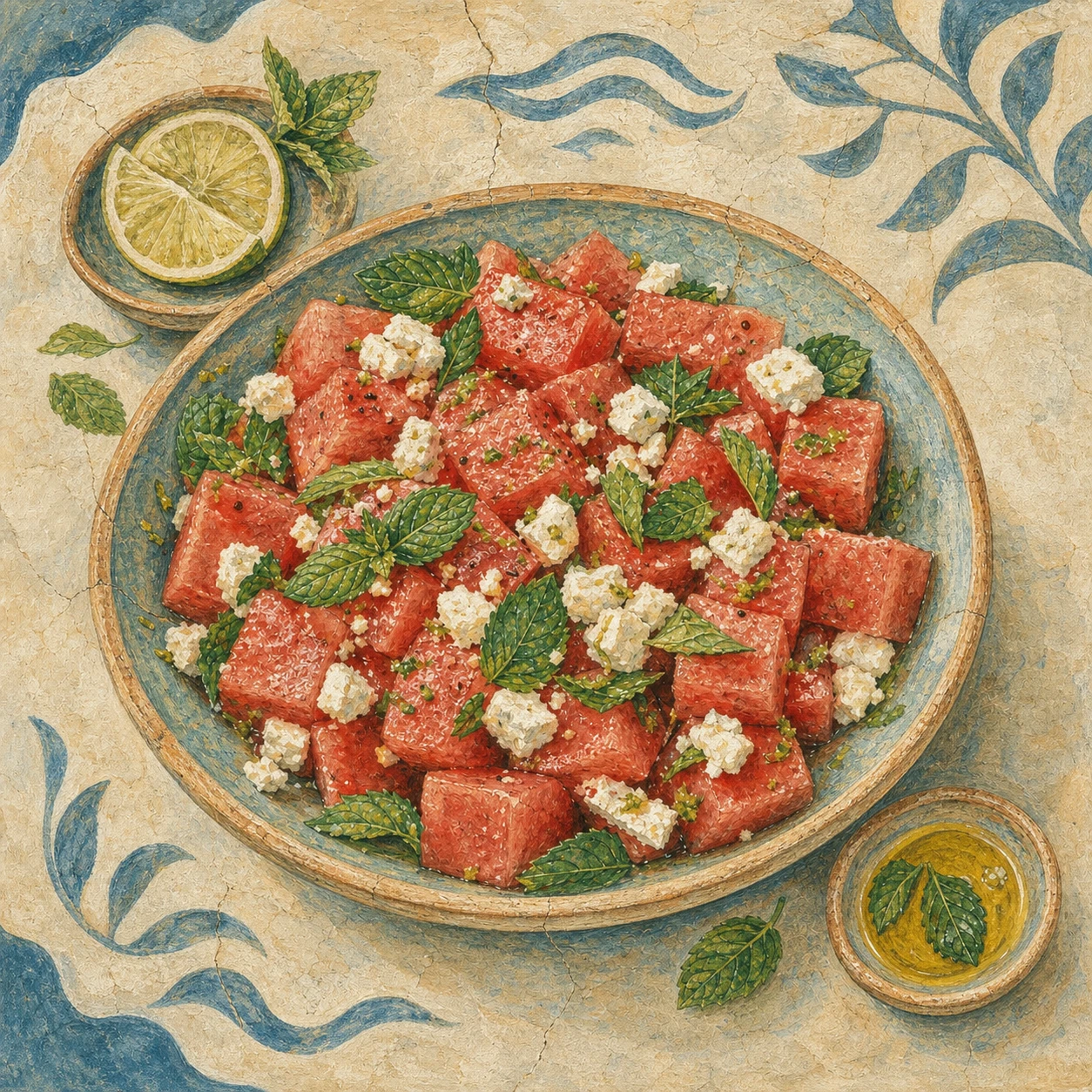 Watermelon, Feta & Mint Salad