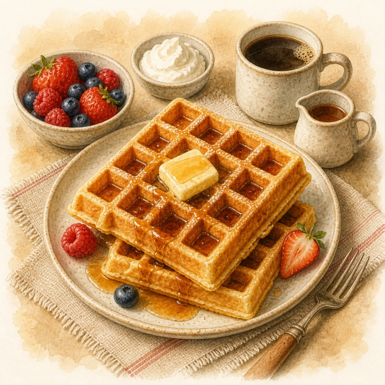 Crisp Yeasted Belgian Waffles